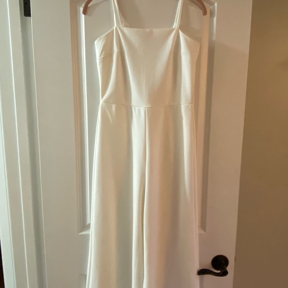 White crop wide leg jumpsuit